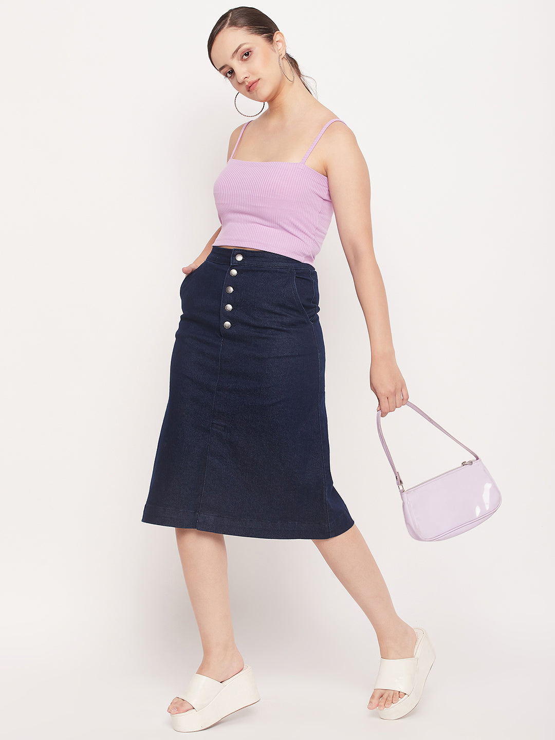 Buy Madame Women Navy Blue Skirt online